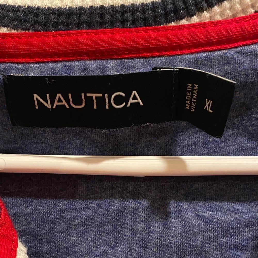 Nautica Navy and White Striped Hoodie with Red Accents
712 - Picture 3 of 8